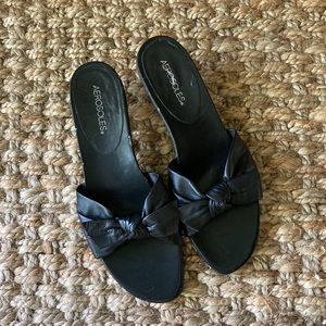Aerorsoles Leather Slides Kitten Heel